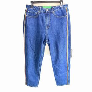 Vintage United Colors Of Benetton Wide Leg Jeans Men's 32x27.5 Rainbow Trim